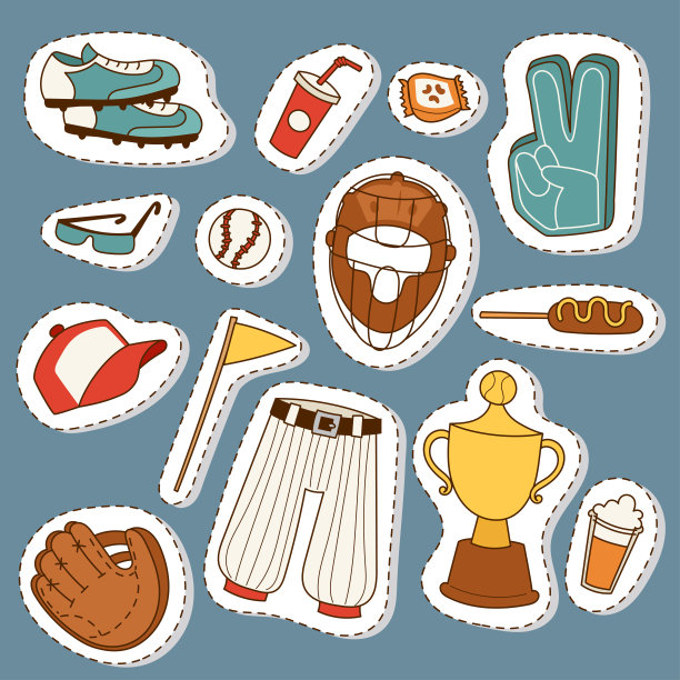 棒球运动比赛卡通图标设计图片下载