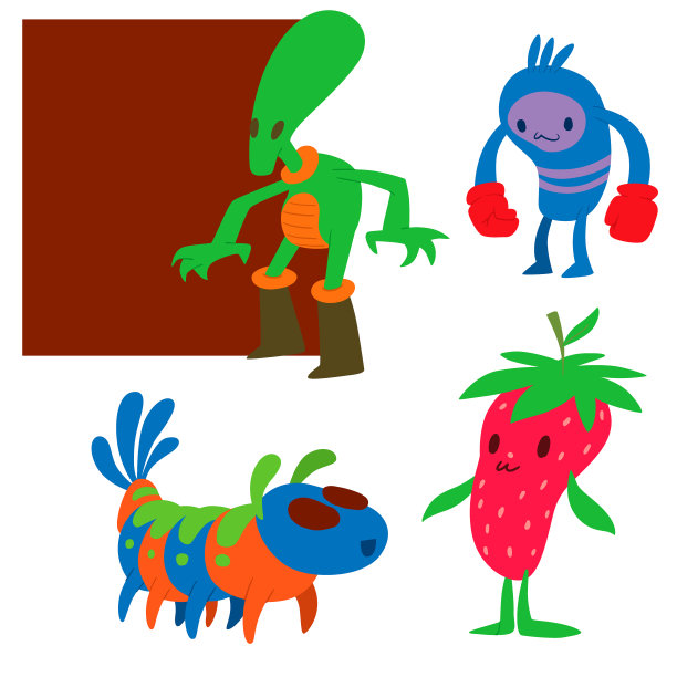 怪物角色矢量搞笑设计幽默表情幻想怪物独特表达疯狂动物无缝图案背景插图素材图片