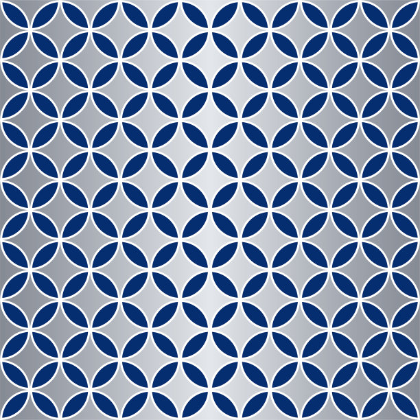 无缝重叠的圆形模式矢量格式。银色，白色和蓝色。图片下载