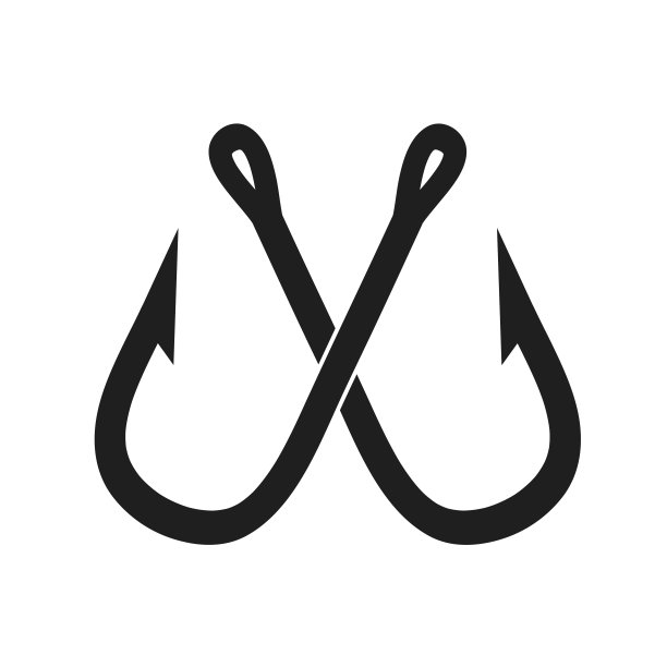 两个交叉的鱼钩上白色，股票矢量插图图片下载