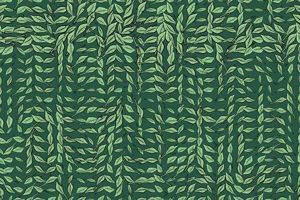 抽象的几何叶子绘图图案，丰富多彩的艺术平面设计。自然，数字，网络和画布。图片下载