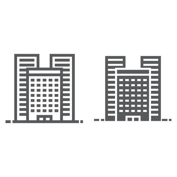建筑物线条和标志符号，房地产和住宅，城镇标志矢量图形，白色背景上的线性图案，eps 10图片下载