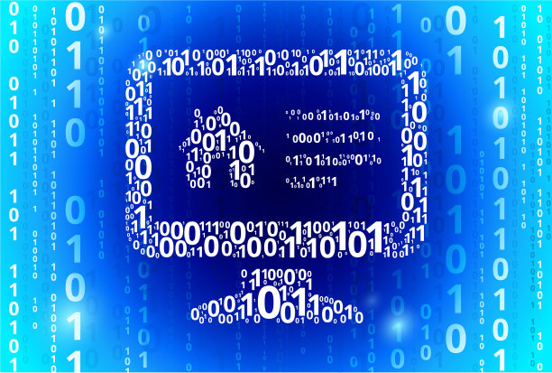 在线房子二进制码蓝色矢量模式背景图片下载