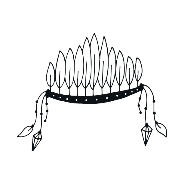 可爱的手绘幼儿园海报与羽毛头绷带在斯堪的纳维亚风格。素材图片