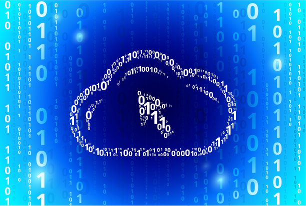 计算机云二进制码蓝色矢量模式背景图片下载