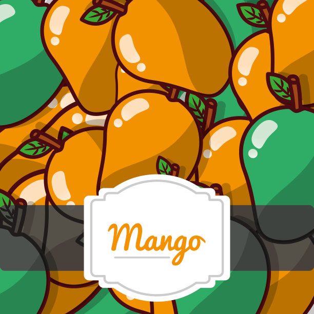 美味的芒果鲜果标签图案图片下载