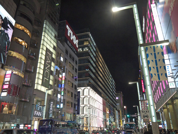 夜晚闪亮的银座图片下载