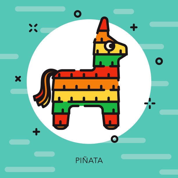 皮纳塔开放轮廓Cinco de Mayo图标图片下载