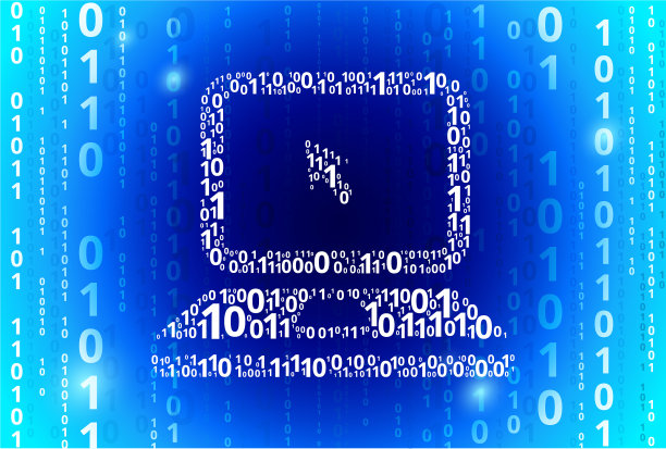 笔记本电脑二进制代码蓝色矢量图案背景图片下载