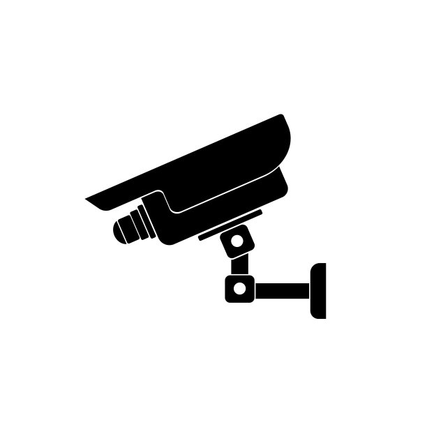 闭路电视安全数码摄像头，保护细线图标。线性矢量符号-插图素材图片