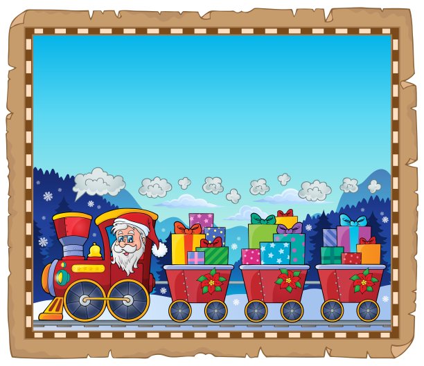 羊皮纸与圣诞火车主题3图片下载