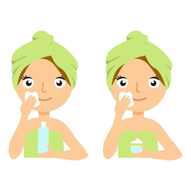 美丽的年轻女子应用面部保湿霜。集图片下载