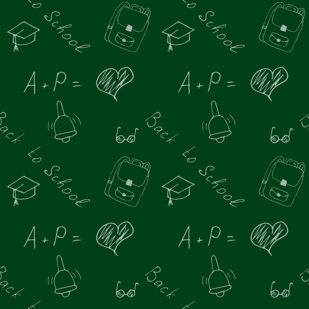 有趣的无缝图案手绘风格与卡通学校用品和创意元素图片下载