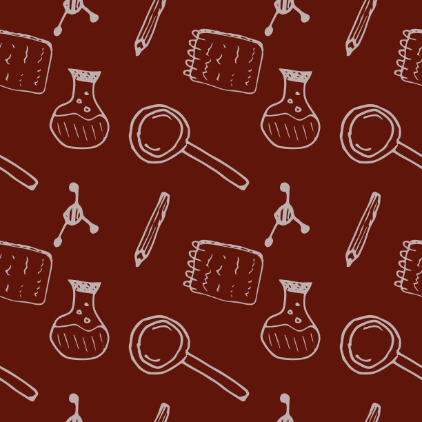 有趣的无缝图案手绘风格与卡通学校用品和创意元素图片下载