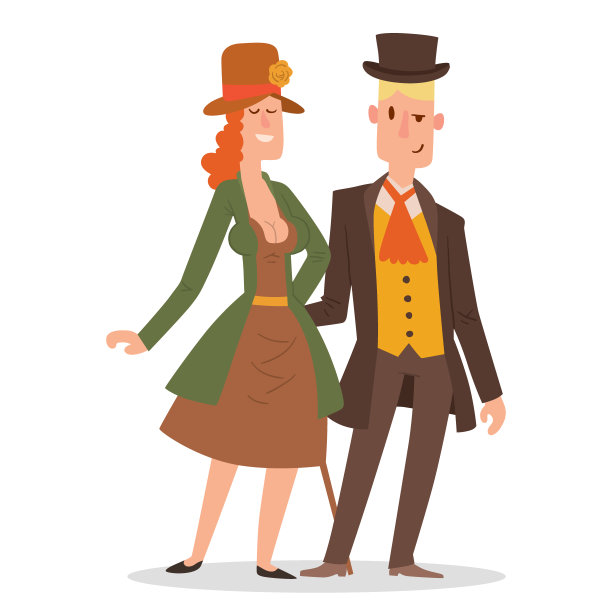 复古维多利亚卡通绅士复古人向量。风格时尚老人们维多利亚绅士服装古董世纪性格维多利亚绅士人们复古狂野西部男女风格图片下载