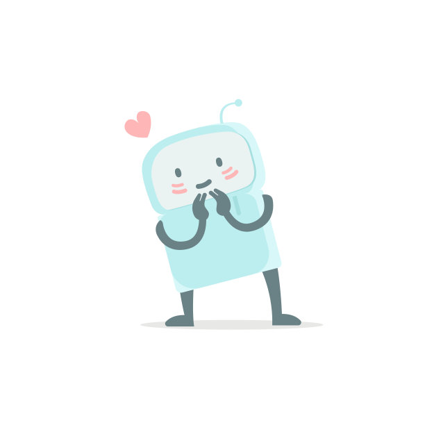 机器人玩具爱你又害羞。可爱的小新表情符号贴纸图标。非常可爱的儿童儿童图片与心。你是美丽的。平面彩色矢量插图图片下载