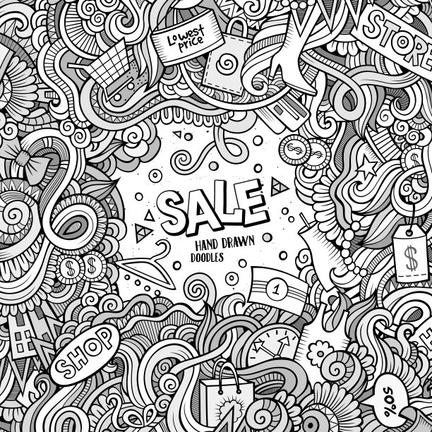 卡通可爱的涂鸦销售框图片下载