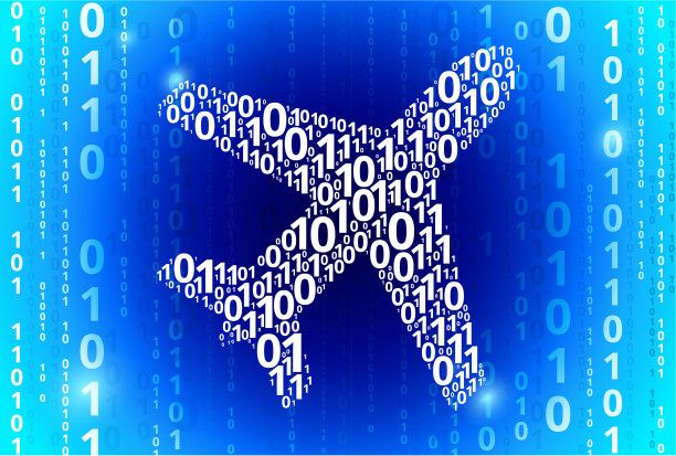 飞机二进制代码蓝色矢量模式背景图片下载