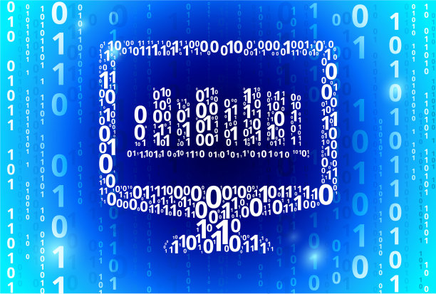 在线图书馆二进制码蓝色矢量模式背景图片下载