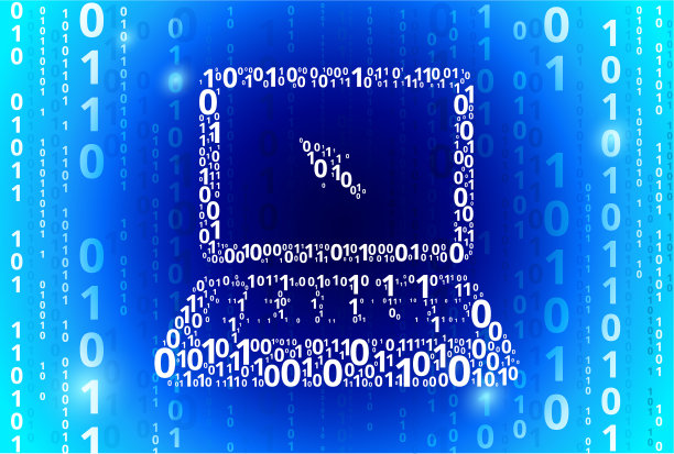 笔记本电脑二进制代码蓝色矢量模式背景图片下载