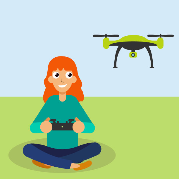 女孩驾驶无人驾驶飞机图片下载