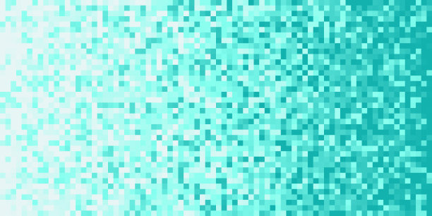 天蓝色无缝像素化渐变背景。马赛克像素艺术纹理。水平像素梯度背景。图片下载