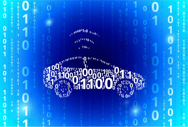 汽车连接二进制代码蓝色矢量图案背景图片下载