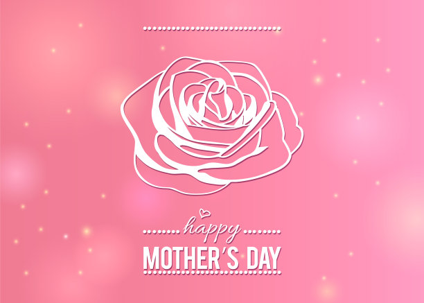 快乐的母亲节贺卡与轮廓玫瑰图片下载