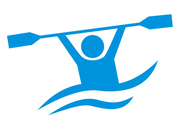 水上运动，蓝色矢量图标，皮划艇素材图片