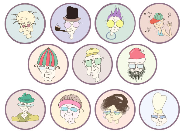 一组可爱的老人偶像。图片下载