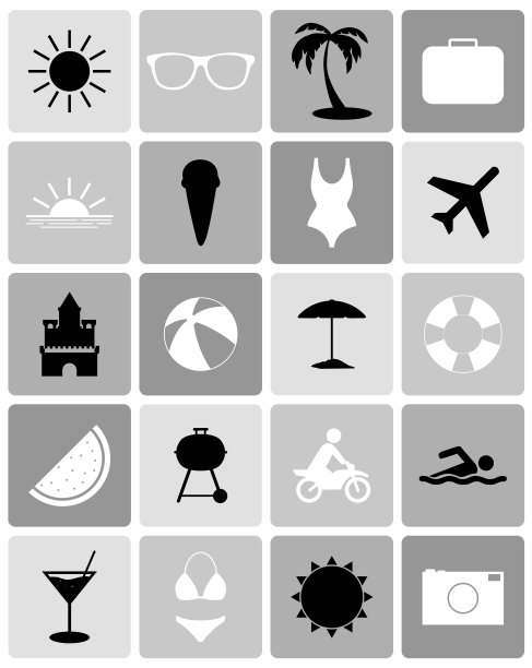 一套夏季图标。图片下载