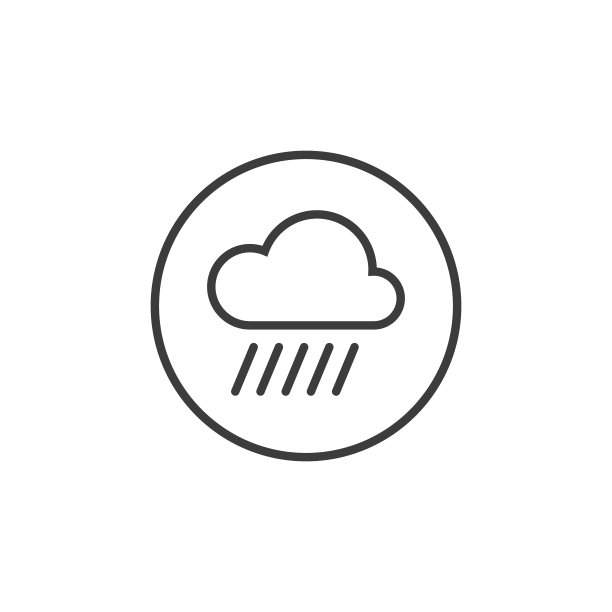 圆形框架中的线性雨图标图片下载