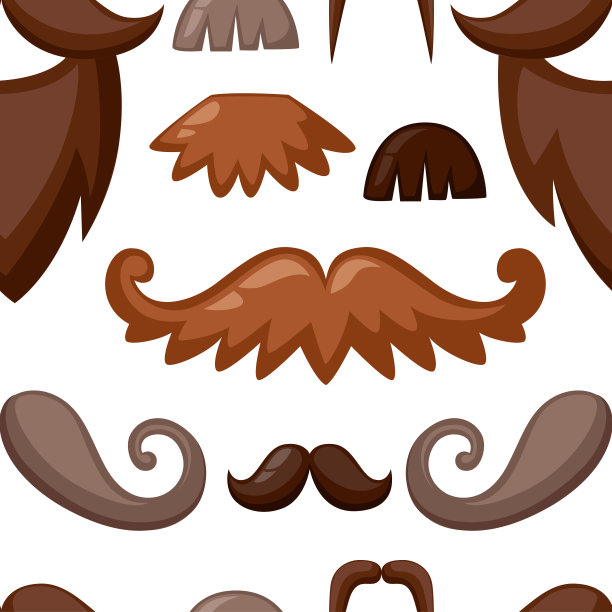 胡子无缝模式。不同形状和颜色的胡须。矢量插图上的白色背景。网站页面和移动应用程序设计图片下载