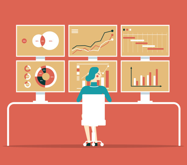 商业女性分析商业图表和网络seo图片下载