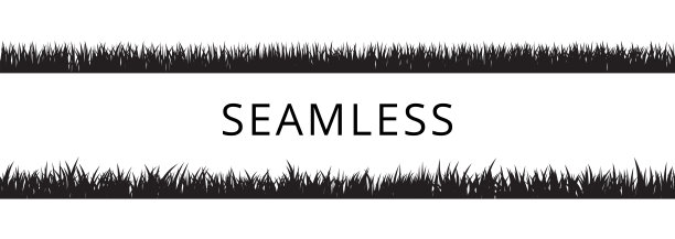 无缝草边框剪影集。孤立的矢量图。素材图片