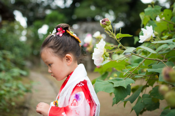 穿着日式服装的小女孩图片下载