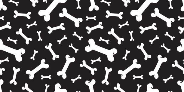 狗骨无缝图案矢量法国斗牛犬哈巴狗孤立万圣节背景壁纸黑色图片下载