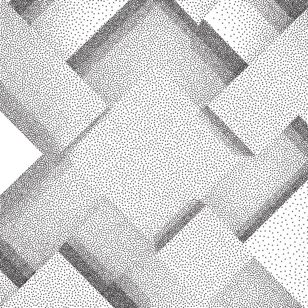 三维块体的抽象背景。黑白颗粒点状设计。点彩派的模式。点画矢量插图。图片下载