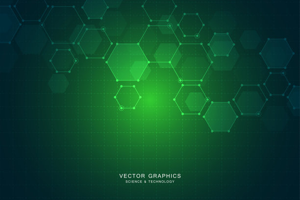 具有六边形的技术背景。分子结构和化合物图片下载