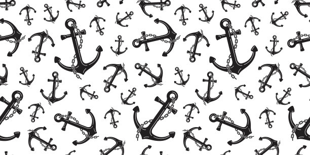 锚无缝模式舵矢量链航海海上孤立的热带船背景壁纸图片下载