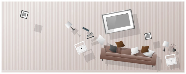 室内概念背景与家具盘旋进入新的客厅，矢量，插图图片下载