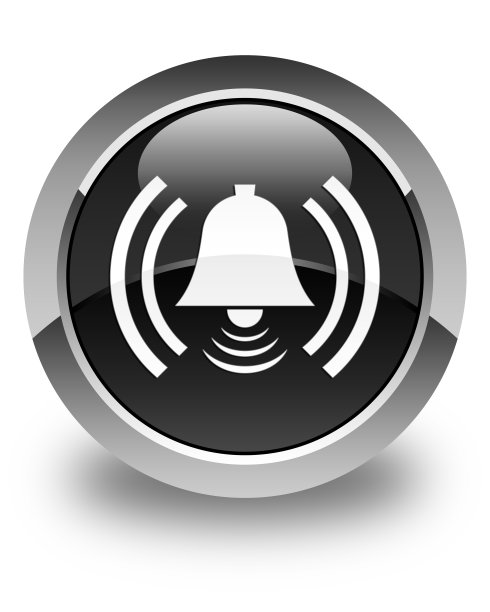 报警图标亮黑色圆形按钮图片下载