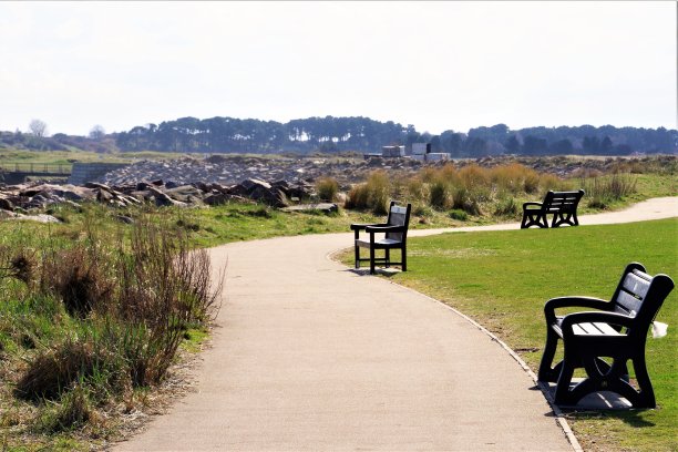 苏格兰安格斯Carnoustie海滨的春天阳光素材图片