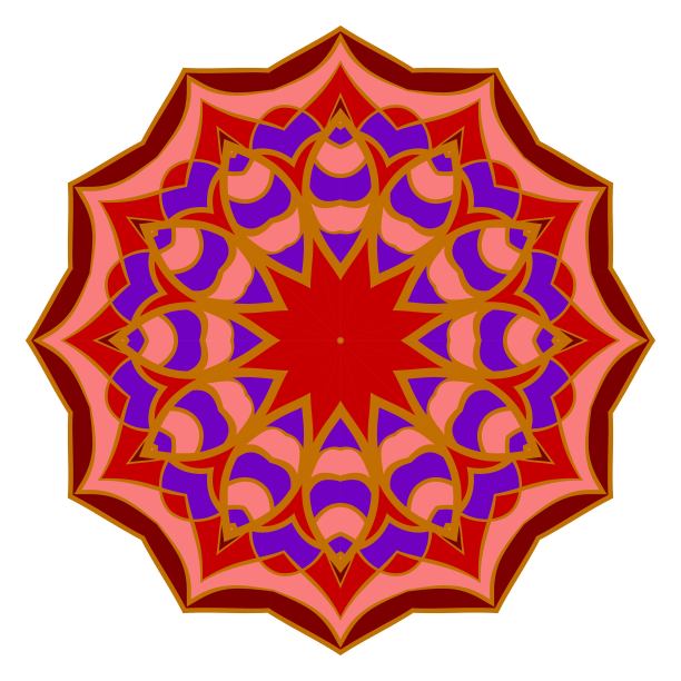 花曼荼罗。装饰元素。向量幻想插图。紫色渐变的颜色图片下载