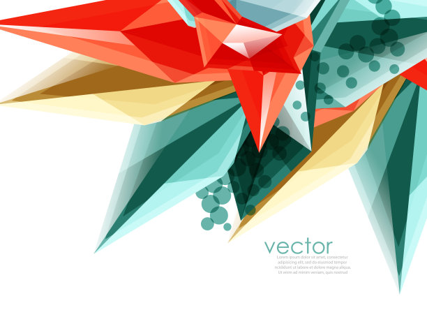 白色背景上的彩色玻璃晶体，用玻璃宝石和拷贝空间的几何抽象构成，背景模板图片下载