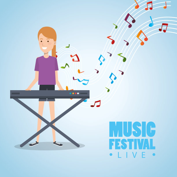 音乐节现场与女人弹钢琴图片下载