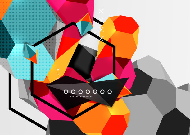 彩色三维几何构图海报素材图片