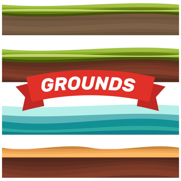 无缝地面，土壤和草地为ui游戏插图的一套各种无缝地面。地面草游戏向量图片下载