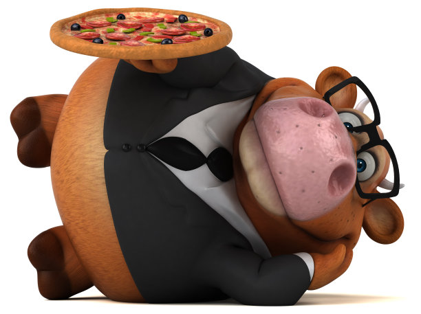 有趣的牛- 3D插图图片下载