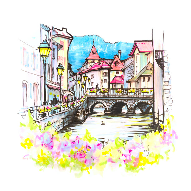 安纳西，法国阿尔卑斯山的威尼斯素材图片